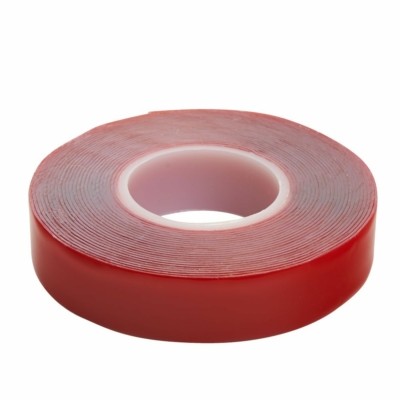 Скотч акриловый двусторонний Stekker INTP5-0818-5 0,8×18мм,5м прозрачный красная подложка