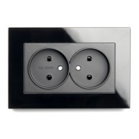 Розетка 2-местная б/з Stekker GLS10-7013-05 250В 10А с защитной шторкой Катрин черный