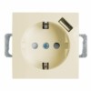 Розетка 1-местная с/з механизм Stekker PST16-9111-02 250В 16А с защитной шторкой и с USB Эрна слоновая кость