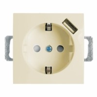 Розетка 1-местная с/з механизм Stekker PST16-9111-02 250В 16А с защитной шторкой и с USB Эрна слоновая кость