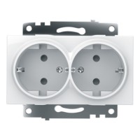 Розетка 2-местная с/з механизм Stekker GLS16-7114-01 с защитной шторкой 250В 16А Катрин белый