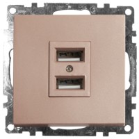 Розетка USB 2-местная механизм Stekker GLS10-7115-02 250B 2,1A Катрин шампань