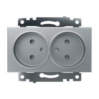 Розетка 1-местная б/з механизм Stekker GLS10-7109-03 250V 10А с защитной шторкой Катрин серебро