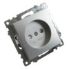 Розетка 1-местная б/з механизм Stekker GLS10-7109-03 250V 10А с защитной шторкой Катрин серебро