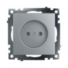 Розетка 1-местная б/з механизм Stekker GLS10-7109-03 250V 10А с защитной шторкой Катрин серебро