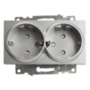 Розетка 2-местная с/з механизм Stekker GLS16-7114-03 250В 16А с защитной шторкой Катрин серебро