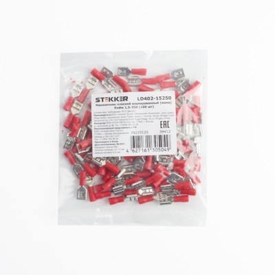 Наконечник кабельный плоский изолированный (мама) РпИм 1,5-250 Stekker LD402-15250 100шт/уп
