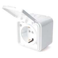 Розетка 1-местная б/з с крышкой Stekker PST16-20-44 (RA 16-201-Б) пластик АВС 250В 16А IP44 белый