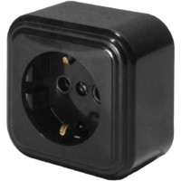 Розетка 1-местная с/з Stekker PST16-21-20 (RA 16-133-Ч) пластик АВС 250В 16А IP20 черный