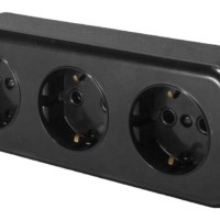 Розетка 3-местная с/з Stekker PST16-51-20 (RA 16-343-Ч) пластик АВС 250В 16А IP20 черный