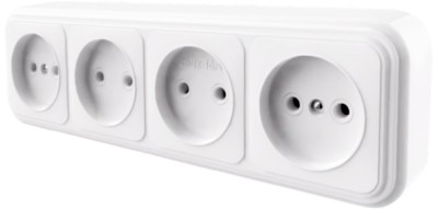 Розетка 4-местная б/з Stekker PST16-60-20 (RA 16-464-Б) пластик АВС 250В 16А IP20 белый