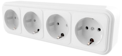 Розетка 4-местная с/з Stekker PST16-61-20 (RA 16-466-Б) пластик АВС 250В 16А IP20 белый