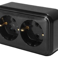 Розетка 2-местная с/з Stekker PST16-31-20 (RA 16-238-Ч) пластик АВС 250В 16А IP20 черный