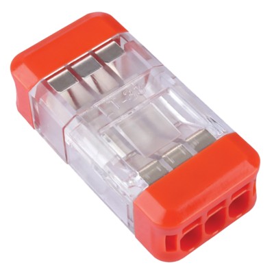 Клемма СМК 3-проводная зажимная разъемная для подключения фазных одножильных проводников Stekker LD700-413