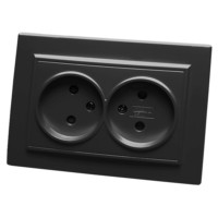 Розетка 2-местная б/з Stekker PST10-9013-03 250В 10А с защитной шторкой Эрна черный