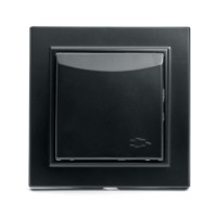 Розетка 1-местная c/з с крышкой Stekker PST16-9012-03 250В 16А с защитной шторкой Эрна черный