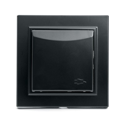 Розетка 1-местная c/з с крышкой Stekker PST16-9012-03 250В 16А с защитной шторкой Эрна черный