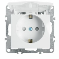 Розетка 1-местная с/з с крышкой механизм Stekker PST16-9112-01 250В 16А с защ. шторкой Эрна белый