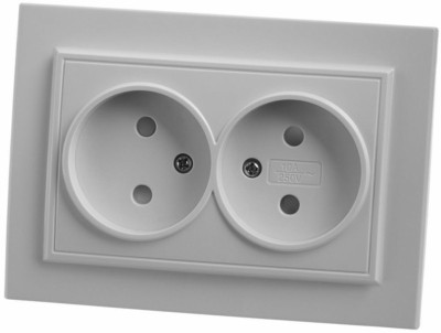 Розетка 2-местная б/з Stekker PST10-9013-01 250В 10А с защитной шторкой Эрна белый