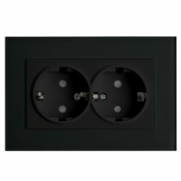 Розетка 2-местная c/з Stekker PST16-9011-03 с защитной шторкой 250В 16А Эрна черный