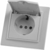 Розетка 1-местная с/з с крышкой Stekker PST16-9012-01 250В 16А с защитной шторкой Эрна белый
