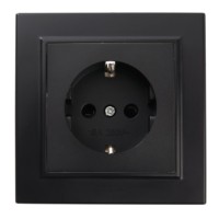 Розетка 1-местная c/з Stekker PST16-9010-03 250В 16А с защитной шторкой Эрна черный