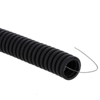 Гофротруба ПВХ для кабеля d25мм с протяжкой/зондом чёрная 50м Plast EKF tg-z-25-50-black