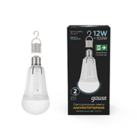 Лампа СДЛ 12Вт A80 4100К нейтр. бел. E27 900лм аварийная Li-Ion аккум. Gauss 102002212