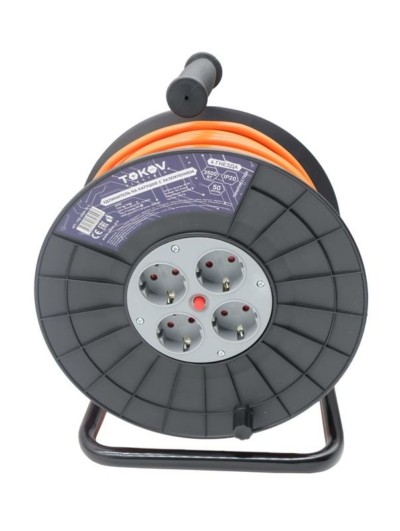 Удлинитель силовой на катушке 4х50м с/з 16А IP20 3х1.5 Tokov Electric TKE-SK50-15-Z