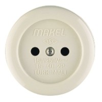 Розетка 1-м ОП 16А IP20 круглая керамика беж. Makel 16012