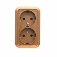 Розетка 2-м ОП 16А IP20 с/з дуб Makel 45382