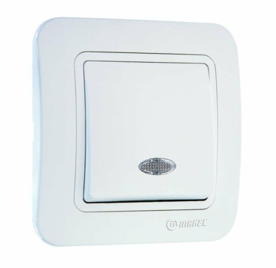 Выключатель 1кл. СП Lillium 10А IP20 с инд. бел. Makel 70021