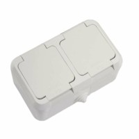 Розетка 2-м ОП 16А IP44 с/з п/герм. бел. Makel 18354