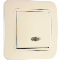 Выключатель 1кл. СП Lillium 10А IP20 с инд. крем. /крем. Makel 70221