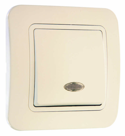 Выключатель 1кл. СП Lillium 10А IP20 с инд. крем. /крем. Makel 70221