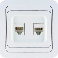 Розетка ПК 2-м СП Mimoza 16А IP20 кат.5 бел. Makel 12036