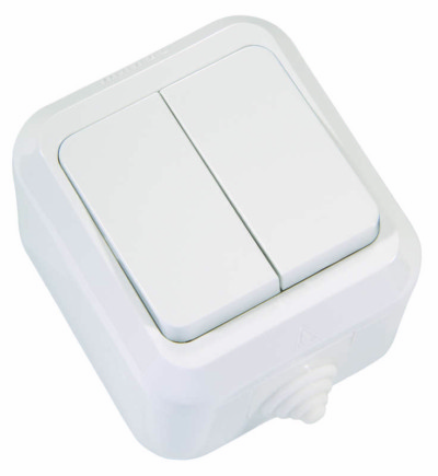 Выключатель 2кл. ОП 10А IP44 п/герм. бел. Makel 18301