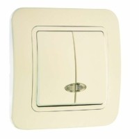 Выключатель 2кл. СП Lillium 10А IP20 с инд. крем. Makel 70223