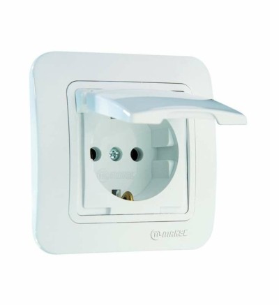 Розетка 1-м СП Lillium 16А IP20 с крышкой бел./бел. Makel 70029