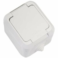 Розетка 1-м ОП 16А IP44 с/з с крышкой п/герм. бел. Makel 18304