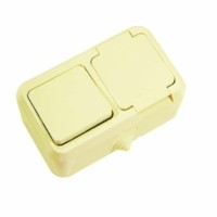 Блок ОП IP44 крем. (1кл. выкл.+роз/крыш) п/герм. Makel 18250