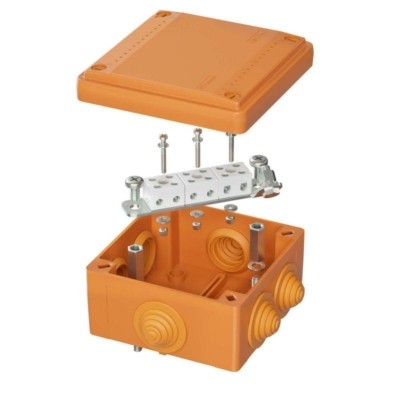 Коробка КМЭР ответвительная FS 100х100х50мм 6р 450В 6А 4кв.мм с каб. вводами и клеммн. IP56 пластик. DKC FSB11604