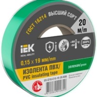 Изолента 0.15х19мм (рул.20м) зел. IEK EX-IZ10-C15-19-20-K06