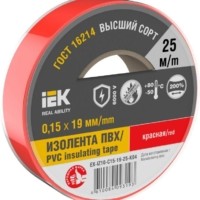 Изолента 0.15х19мм (рул.25м) красн. IEK EX-IZ10-C15-19-25-K04