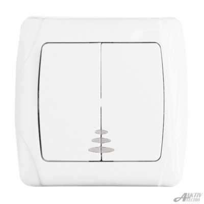 Выключатель 2кл. СП с инд. белый Aktiv Electro 7123