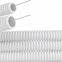 Гофротруба ПВХ для кабеля d25мм 75м с протяжкой белая лёгкая гибкая Урал Пак ГФ-0100925-075