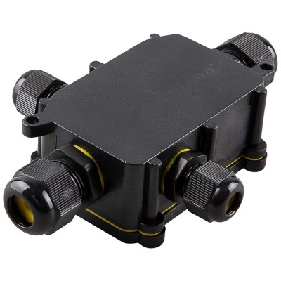 Коробка КМЭР водонепроницаемая на 4 выхода 450V 140х100х36 чёрная Stekker LD524