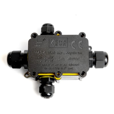 Коробка КМЭР водонепроницаемая на 4 выхода 450V 140х100х36 чёрная Stekker LD524 — изображение 4