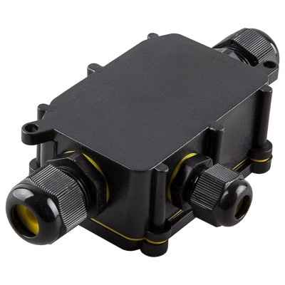 Коробка КМЭР водонепроницаемая на 3 выхода 450V 140х78х36 чёрная Stekker LD523