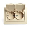 Розетка 2-местная с/з с крышкой Stekker PST16-9015-02 250В 16А Эрна слоновая кость